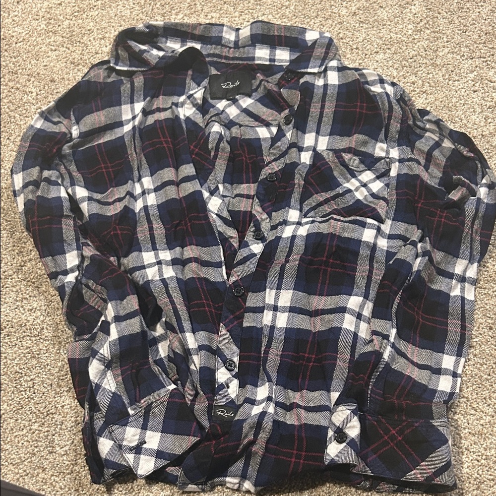 NWOT Rails Navy Plaid Button Down Shirt.